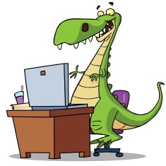 dinosaur-at-computer Création entreprise et envie de bonheur: