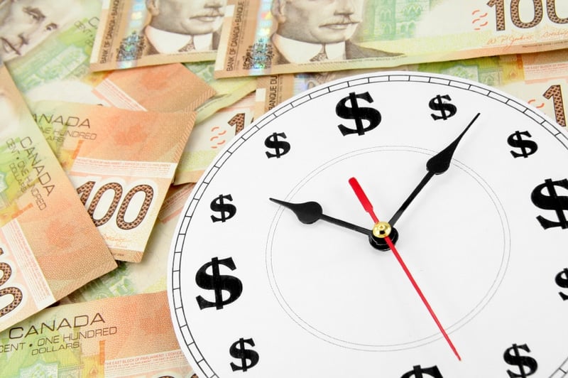 clock and canadian dollars, concept of time is money
